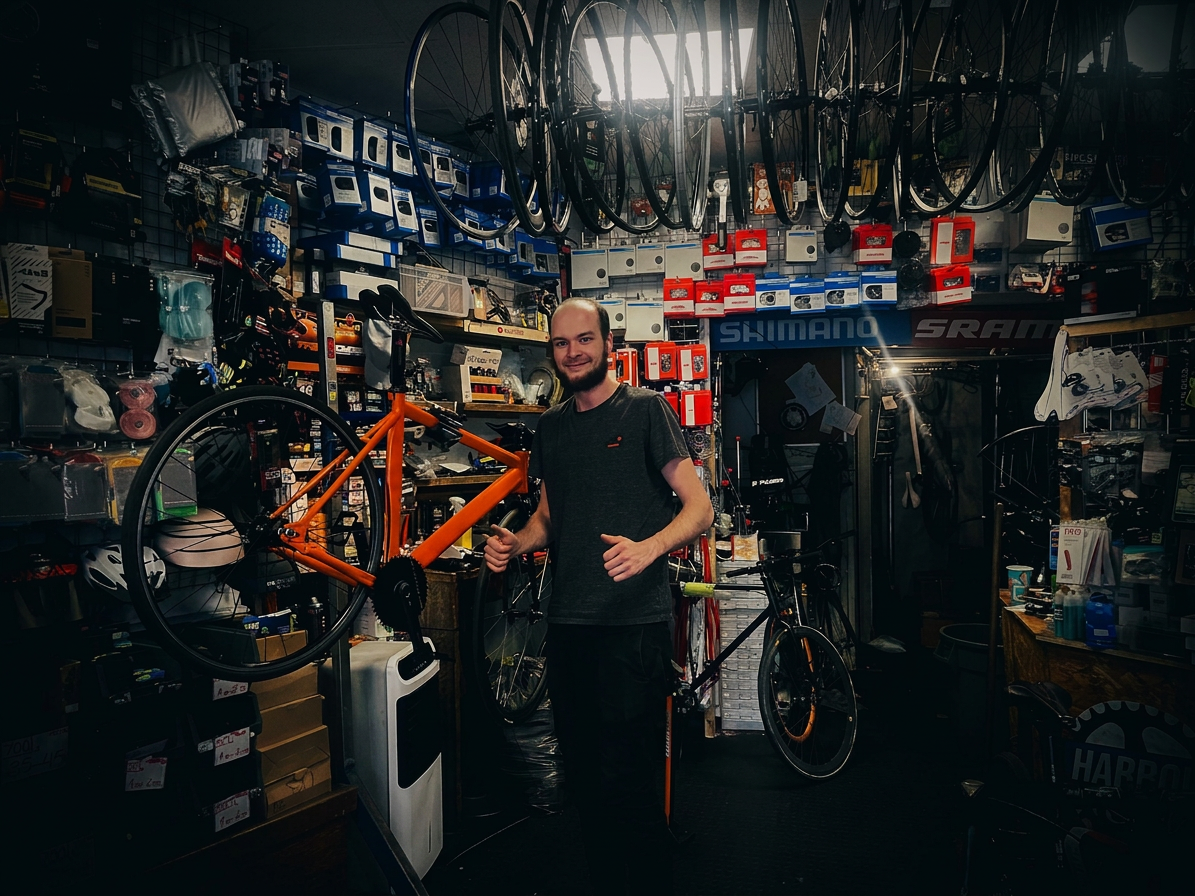 Mechanic at work in the Brixton Cycles workshop